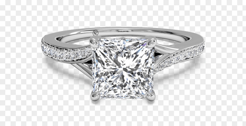 Extensible Table Top View Engagement Ring Diamond Cut Princess PNG