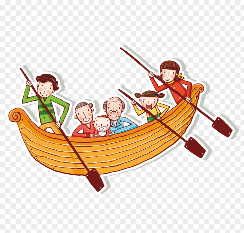 Boating Design Element Rowing Boat Cartoon Clip Art Drawing PNG