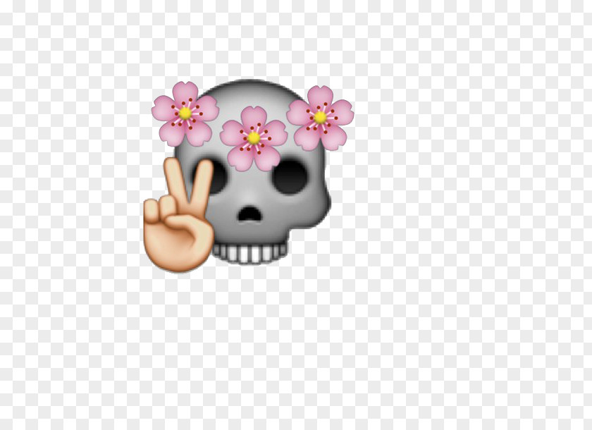 Emoji Flower Skull Wreath PNG