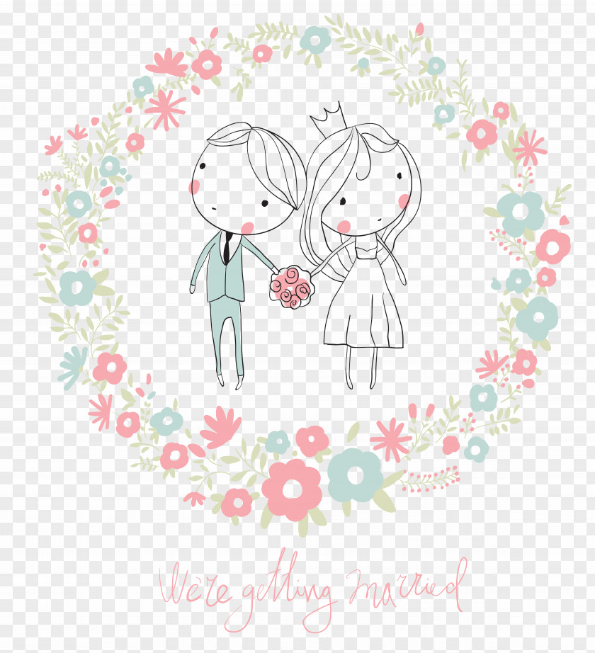 Wedding Cartoon Characters Invitation Drawing Illustration PNG