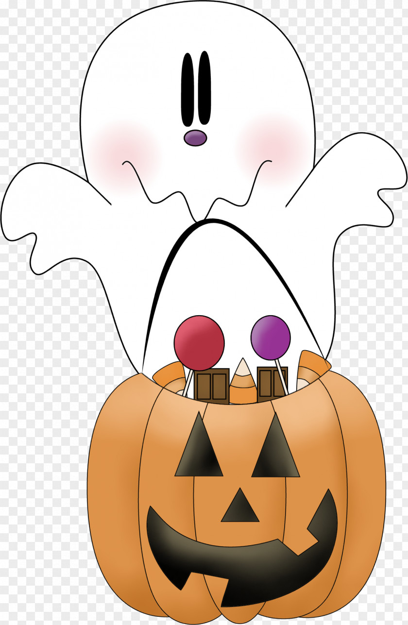 Smile Orange Halloween Ghost Drawing PNG