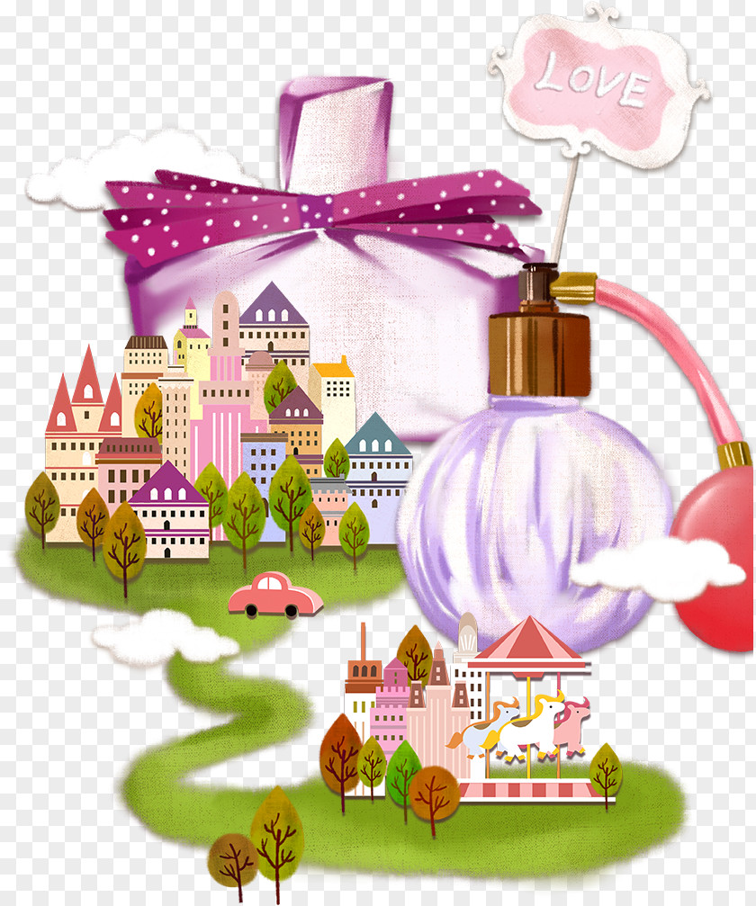 Perfumes And Town Cartoon Perfume Download Illustration PNG