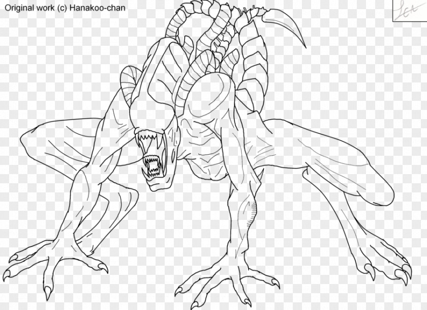 Alien Line Art Predator Drawing Coloring Book PNG