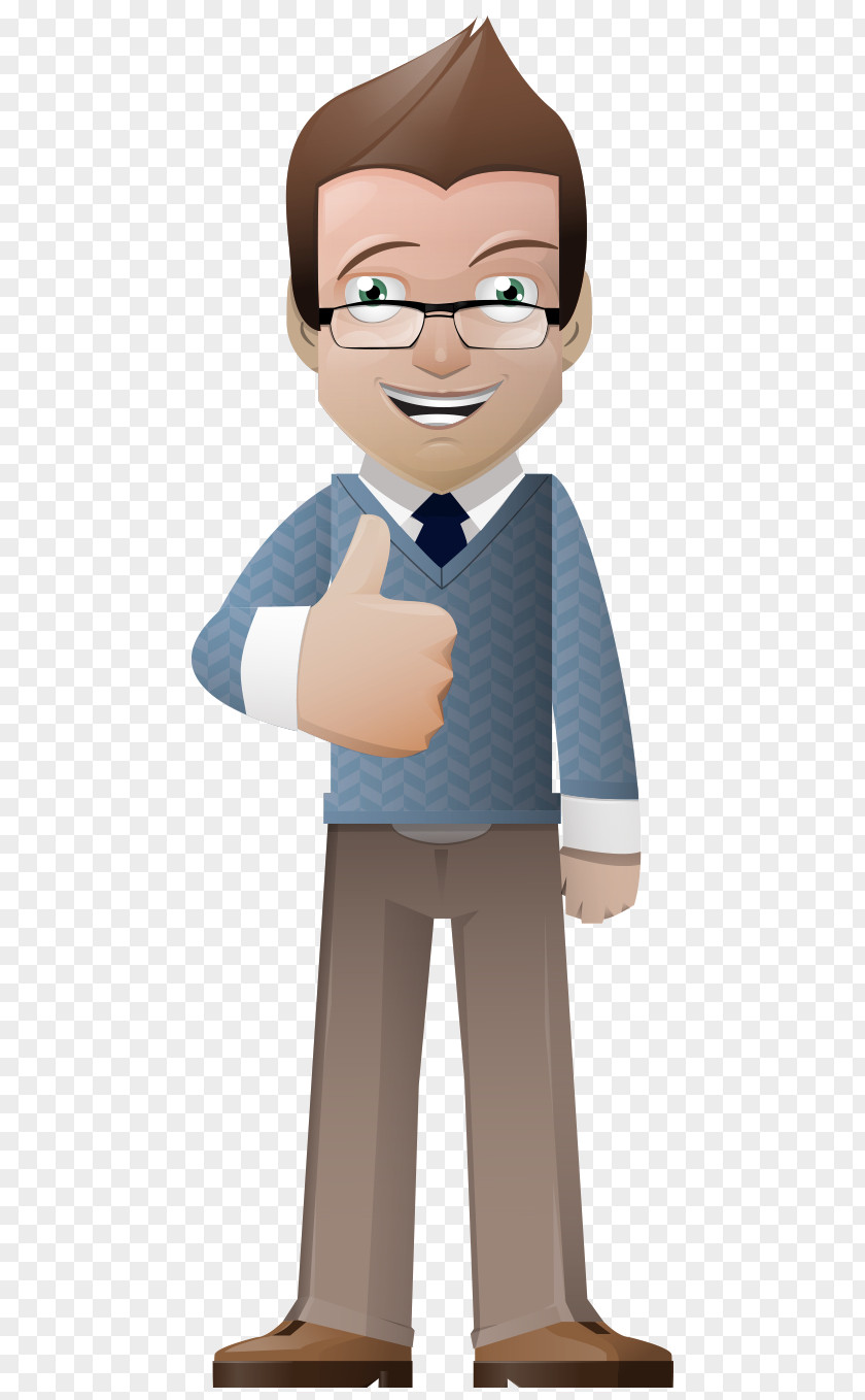 Hand-painted Cartoon Business Man Wearing Glasses Thumbs Stress Health Labour Law Anxiety PNG