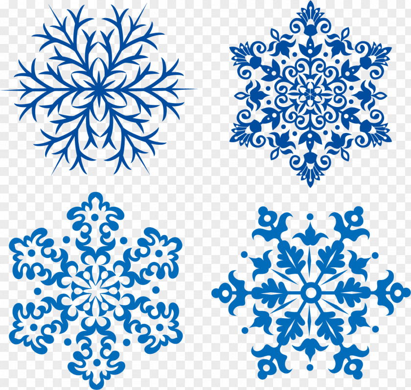 Blue Snowflakes Vector Winter Snow Snowflake Euclidean PNG