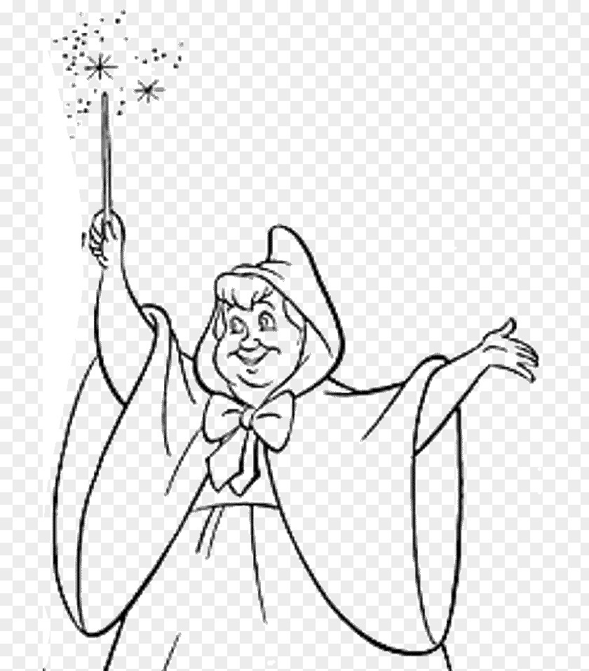 Cinderellas Fairy Godmother Cinderella Coloring Book Colouring Pages PNG