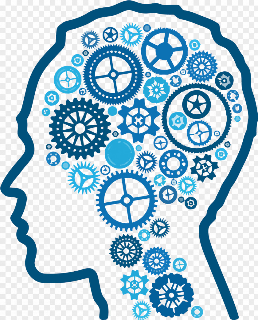 Vector Human Brain Gear Artificial Intelligence Cognition Thought Clip Art PNG