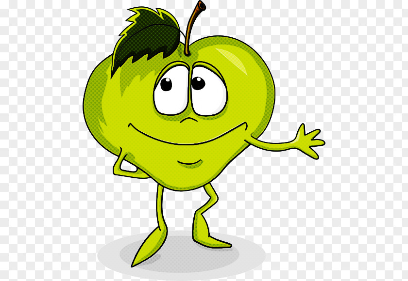 Green Cartoon Fruit Yellow Leaf PNG