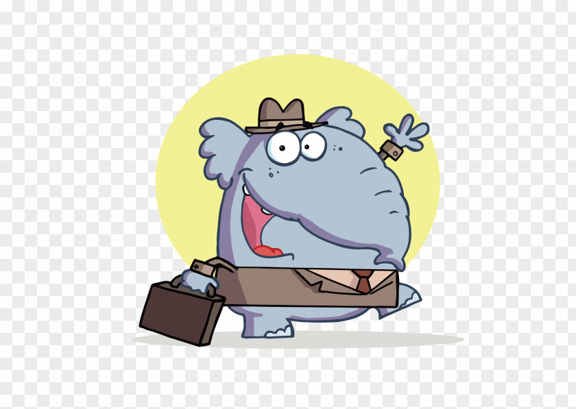 Cartoon Elephant Go To Work Animation Clip Art PNG