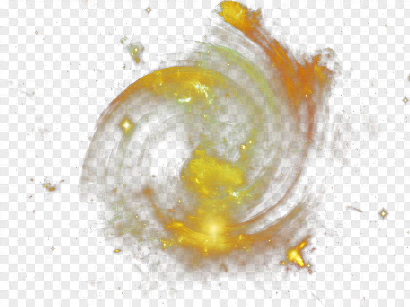 Golden Spiral Galaxy Yellow Wallpaper PNG