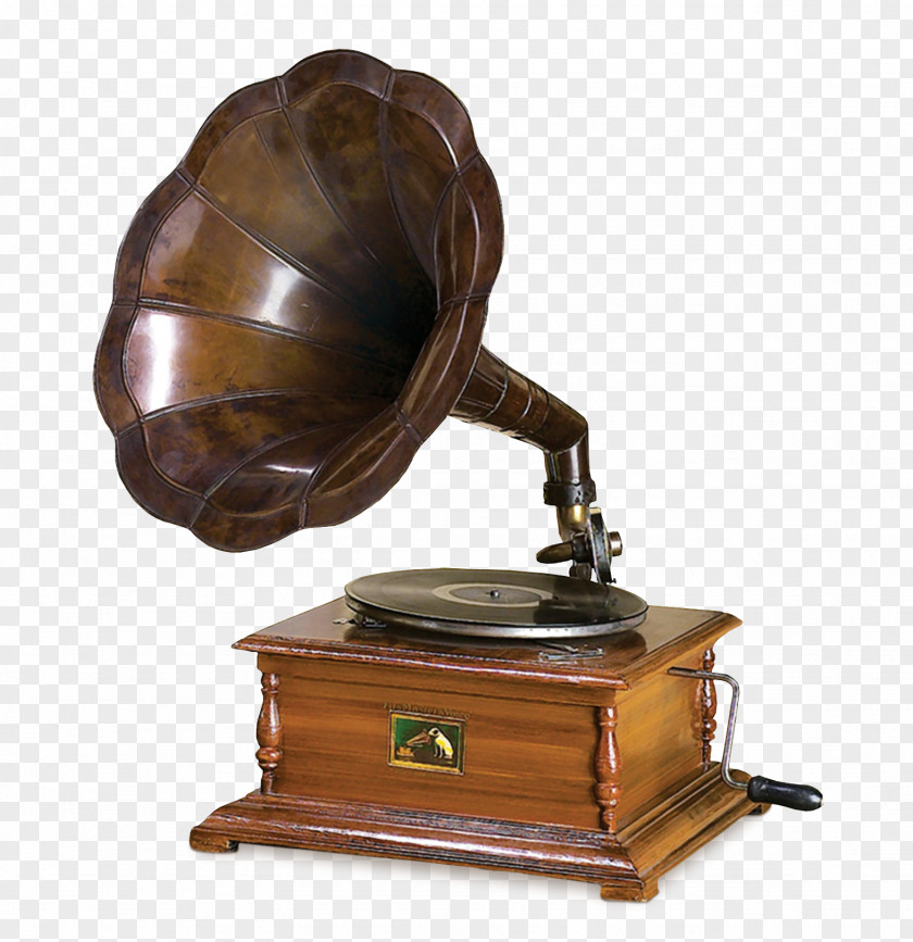 Phonograph Metal Wood Brass Graphophone PNG