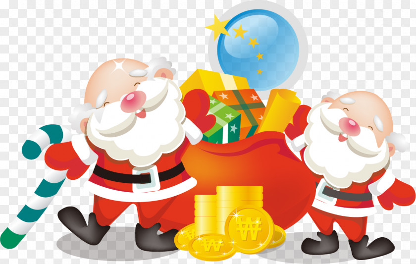 Santa Claus Vector Material Promotions Gift Christmas Bag PNG