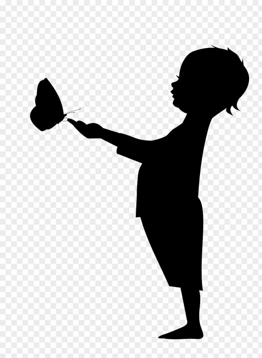 Children And The Butterfly Child Silhouette Illustration PNG