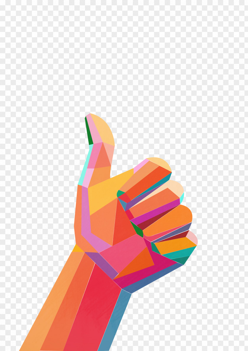 Colorful Geometric Thumb Gesture Finger PNG