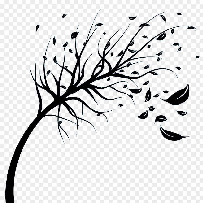 Black Wind Blowing Leaves Silhouette Stock Photography Royalty-free Tree Clip Art PNG