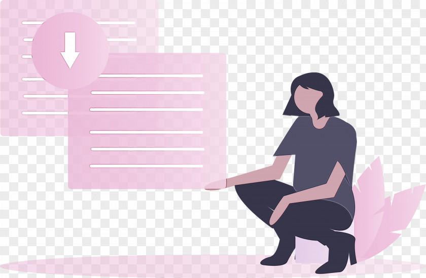 Pink Sitting Reading Hand Silhouette PNG