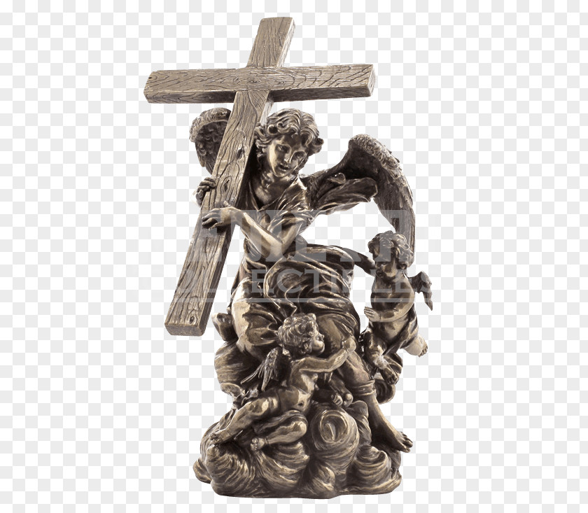 Angel Crucifix Michael Statue Figurine PNG