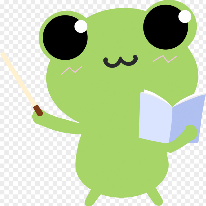 Green Frog Teacher Cartoon Illustration PNG