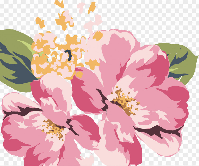 Hand-painted Flowers Vector PNG