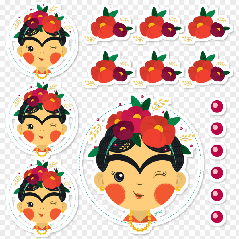 Frida Khalo Art Sticker Flower Towel Clip PNG