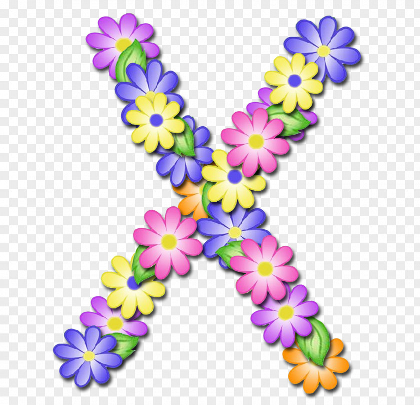 Pastel Flower Letter Alphabet Font PNG