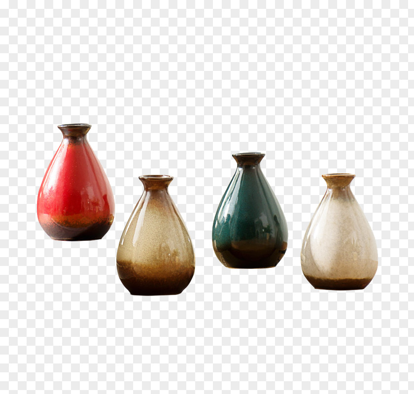 A Set Of Four Small Vase Material Download PNG