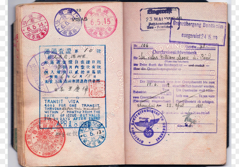 Passport Chinese Manchuria Travel Visa British PNG