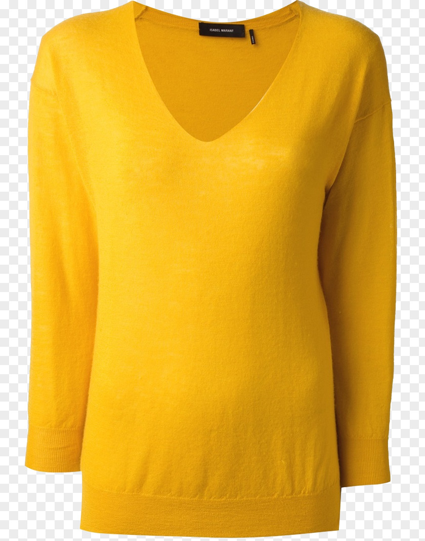 YELLOW Long-sleeved T-shirt Shoulder Blouse PNG