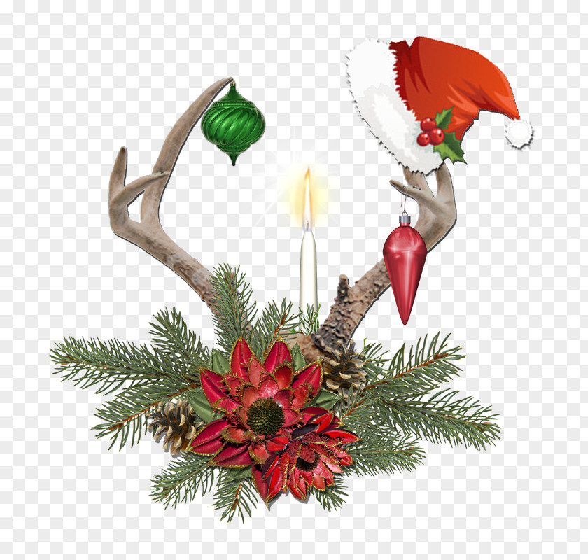 Antler Christmas Decoration Candle Ornament Flower PNG