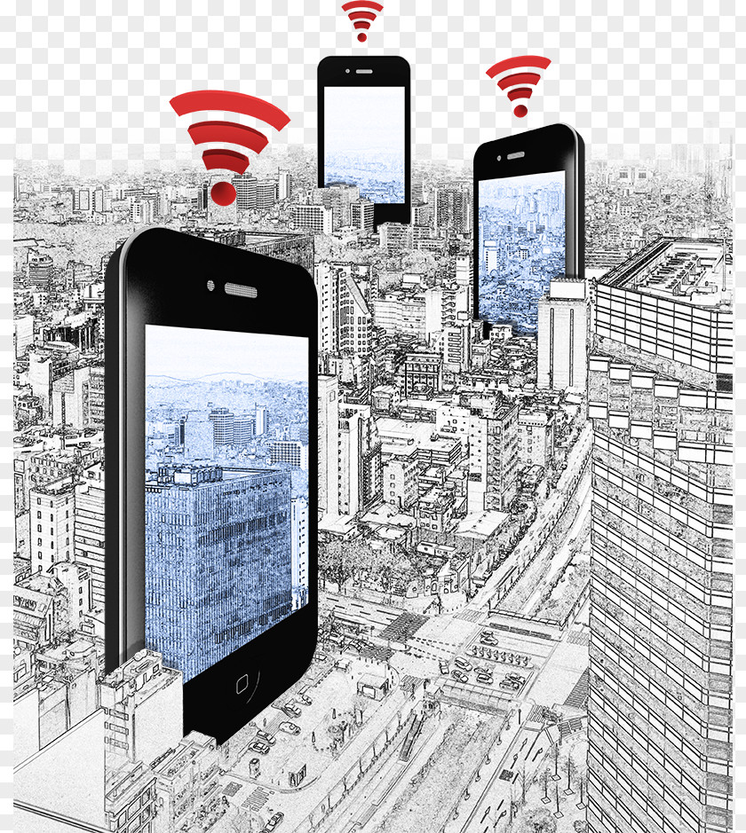 Smartphone And City Building Download Information Icon PNG