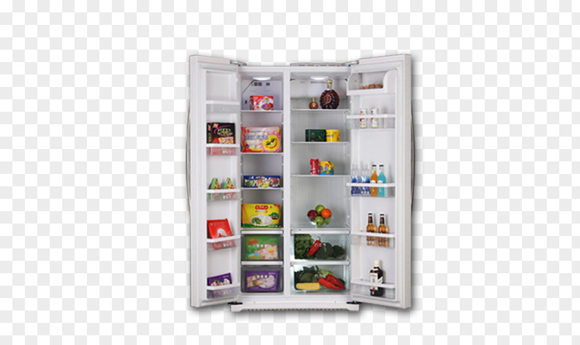 An Open Large Refrigerator Home Appliance Minibar PNG