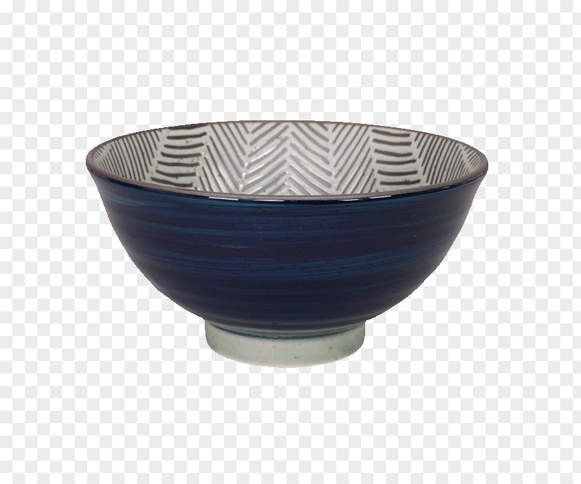 Herringbone Bowl Pottery Ceramic Cobalt Blue PNG
