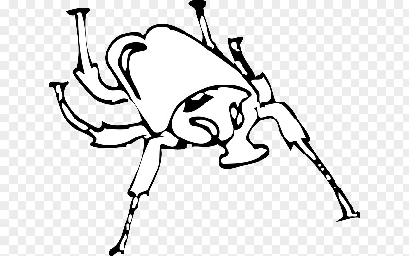 Horned Icon Asiatic Rhinoceros Beetle Insect Wing Black And White PNG