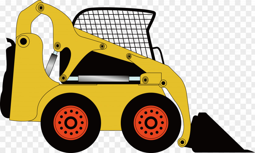 Municipal Small Excavator Shovel Cartoon Poster PNG