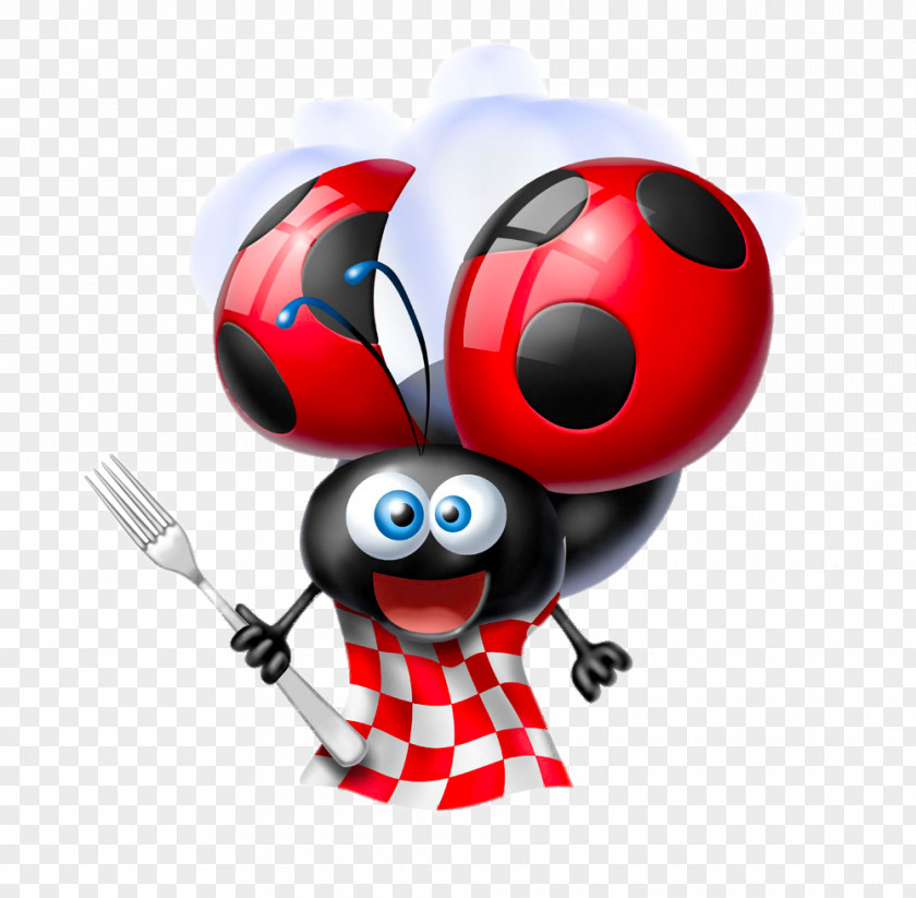 Creative Hand Fork Ladybug Coccinella Trunk PNG