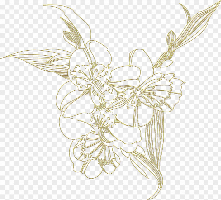 Fairy Insect Line Art Costume Design Sketch PNG