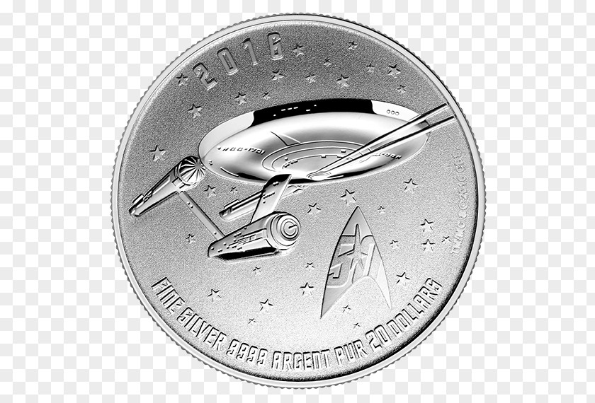 Silver Ufo Coin Royal Canadian Mint Star Trek PNG