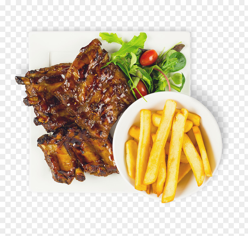 Spareribs Rack French Fries Steak Frites Fast Food Spare Ribs Dish PNG