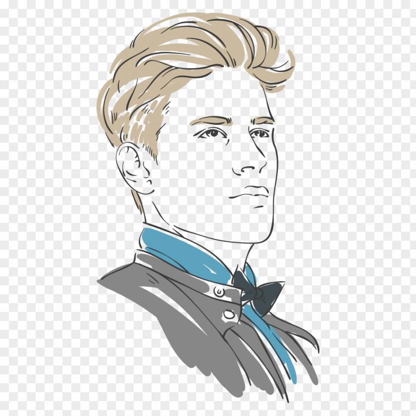 Hand-painted Man Euclidean Vector Hairstyle PNG