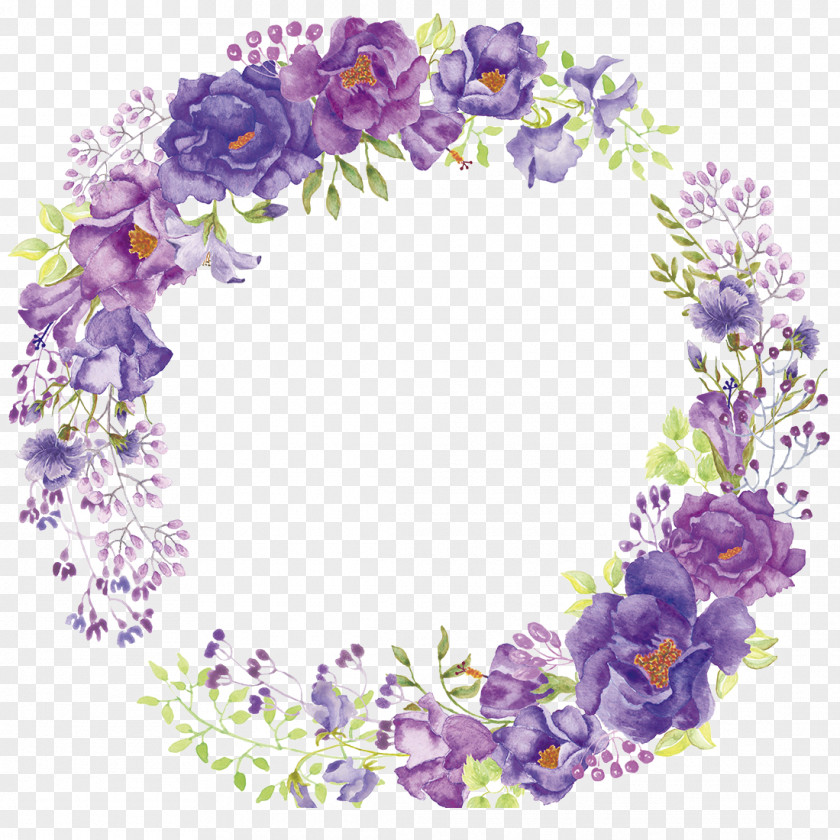 Purple Flower Wreath PNG flower wreath clipart PNG