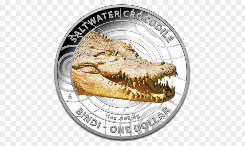 Saltwater Crocodile Australia Coin Silver PNG