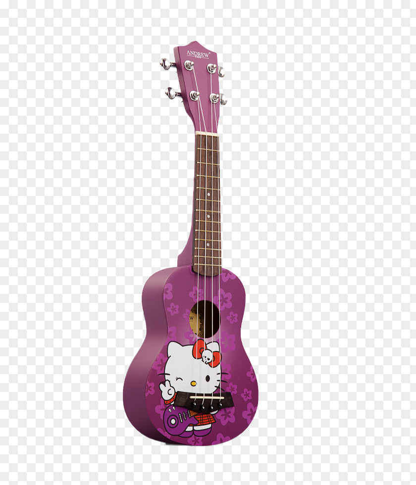 Purple Hello Kitty Guitar Stratocaster Acoustic Ukulele PNG