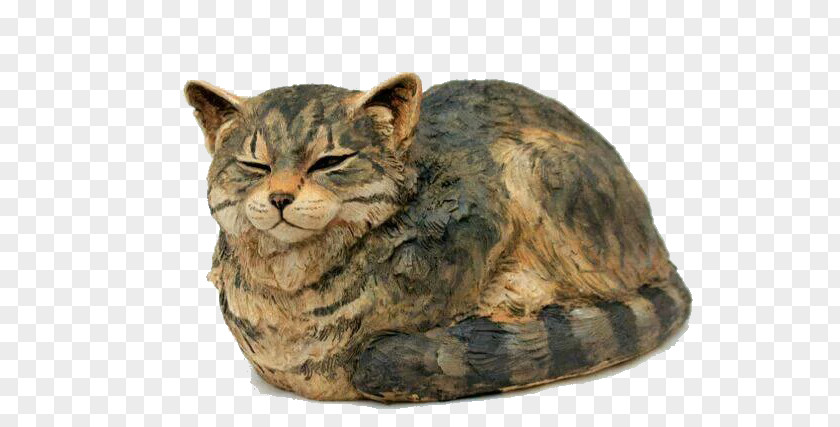 Serene Cat Kitten Ceramic Sculpture Pottery PNG