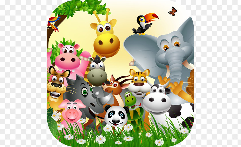 Jungle Baby Animals Mural PNG