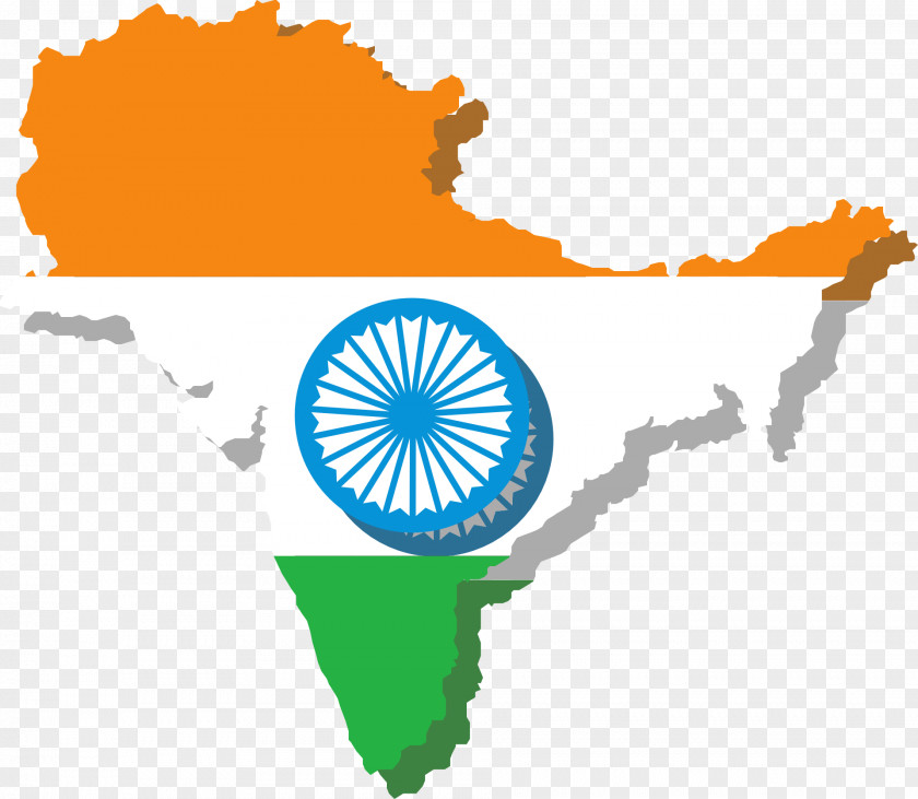 India Flag Of Vector Map PNG