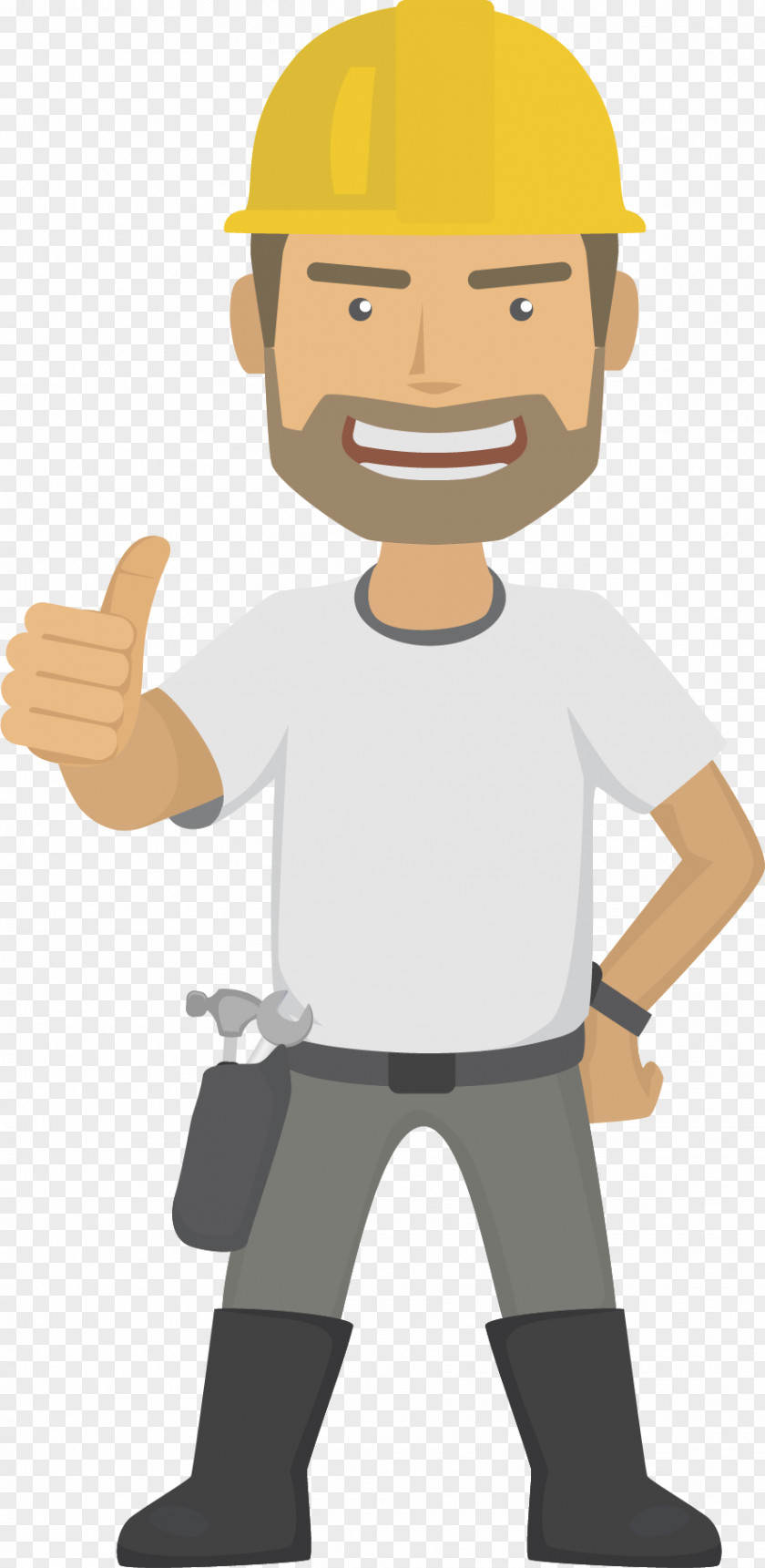 Vertical Big Bearded Engineer Architectural Engineering Construction Worker Lone Icon PNG