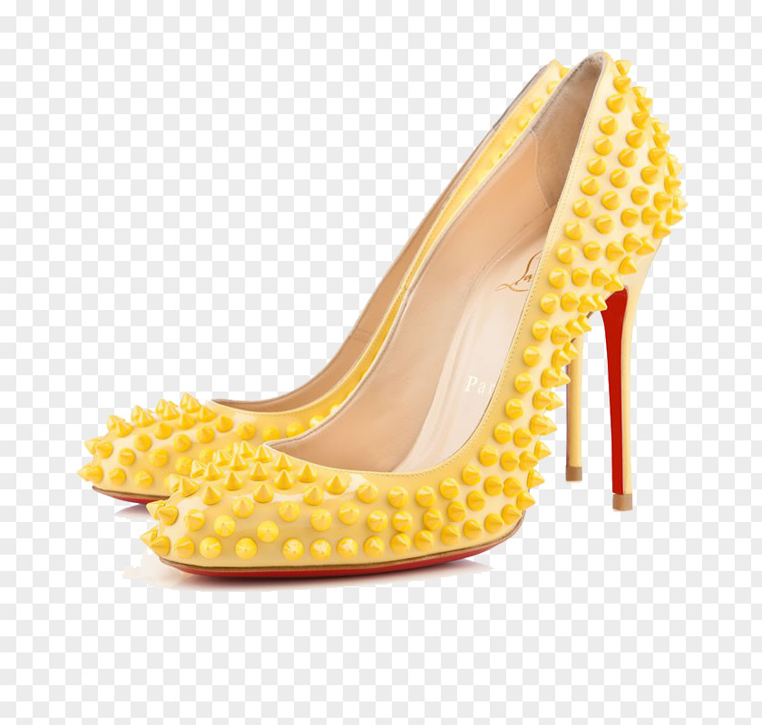 Yellow Orange Thin Heels Shoe High-heeled Footwear Stiletto Heel Dress PNG