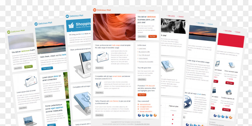 Delicious Responsive Web Design Template MailChimp Email Business PNG