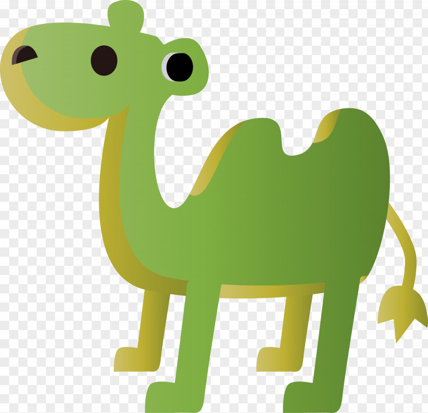Green Camel Camelid Cartoon Animal Figure PNG