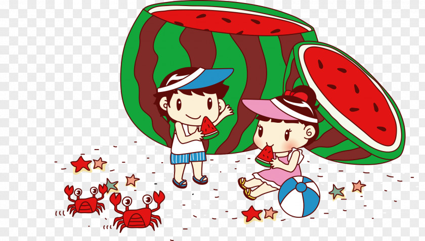 Watermelon Edge Of Children Beach Illustration PNG